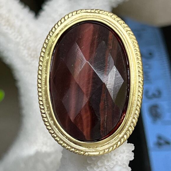 Reddish Brown Faceted Cabochon Sheila Fajl GLOW Statement Cocktail Ring 10 - Picture 2 of 15